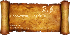 Rasovszky Jolán névjegykártya